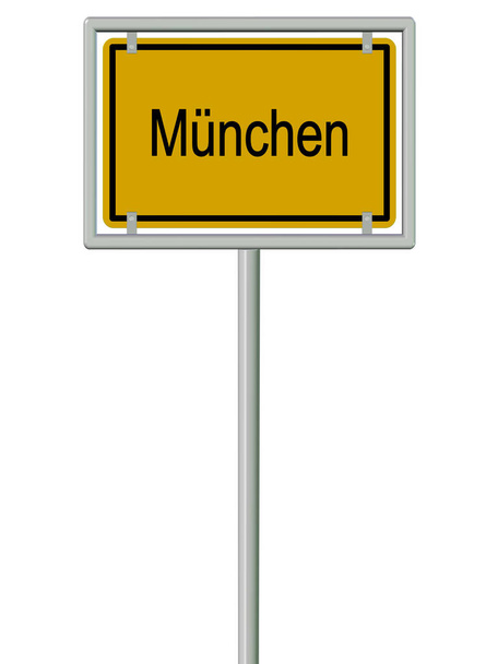 Signo de la ciudad Muenchen sobre fondo blanco, ilustración - Foto, imagen