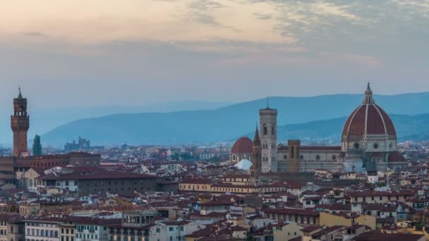 Время захода солнца в Флоренции Skyline в Италии - Кадры, видео
