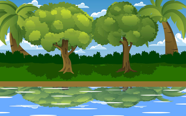 公園内の川の風景は - ベクター画像