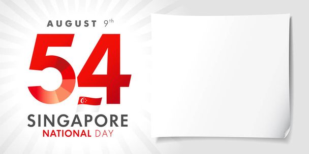 54 years Singapore National Day, August 9th. Happy Singapore's independence day celebration republic vector illustration, graphic for tourism banner design - Vector, Image
