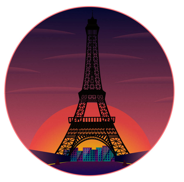 Эйфелева башня ночью, икона заката - Фото, изображение
