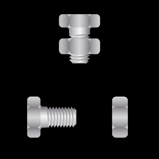 Bolt or screw with screw nut - Vector, Image