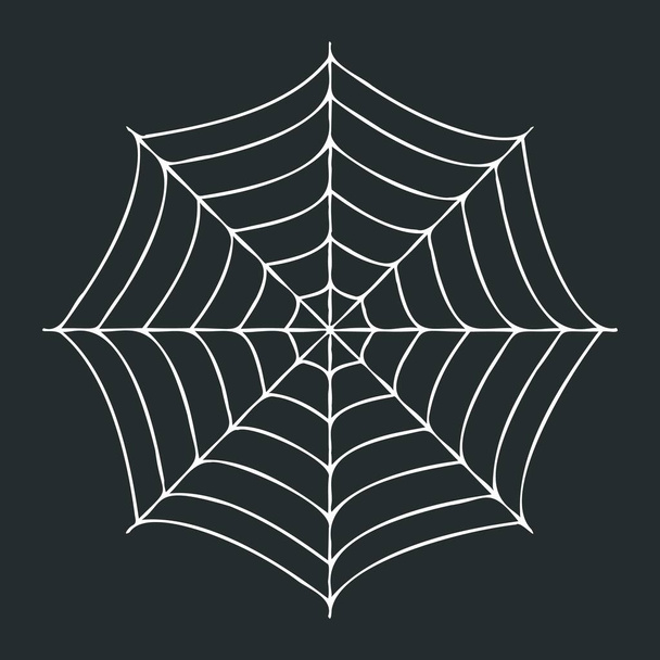 Espeluznante tela de araña sobre fondo negro. Ilustración vectorial halloween. - Vector, imagen