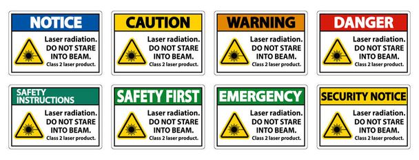 Laserstrahlung, nicht in den Strahl starren, Klasse 2 Laserprodukt  - Vektor, Bild