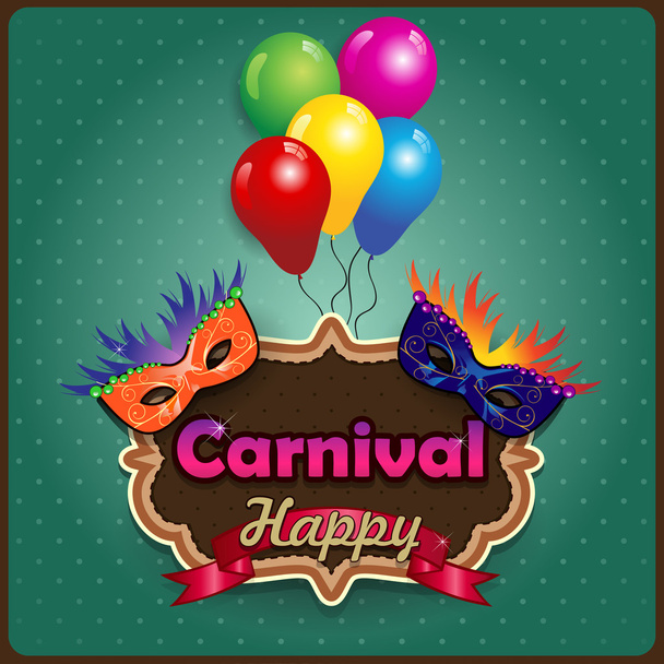 Carnival masks with label - Vector, Image