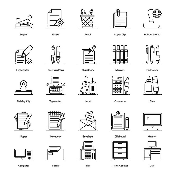 Office Accessories In Modern line Style Pack  - Vecteur, image