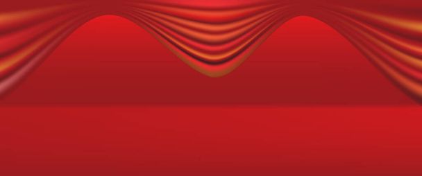 Векторна ілюстрація Червона завіса і червоний банер фон
 - Вектор, зображення