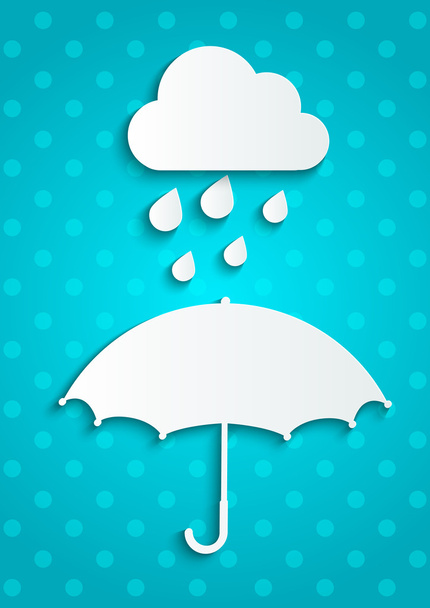 Guarda-chuva de papel com nuvem chuvosa
 - Vetor, Imagem
