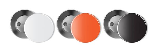 orange, white and black badge isolated on white background mock  - Vector, imagen