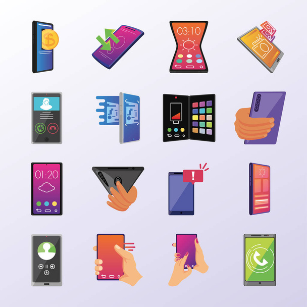 Set von Symbolen mit Smartphone-Bildschirmen - Vektor, Bild