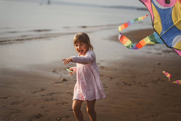 a child plays with a kite - Photo, Image