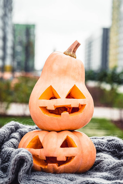 Jack o lanterns Halloween pumpkin face - Photo, Image