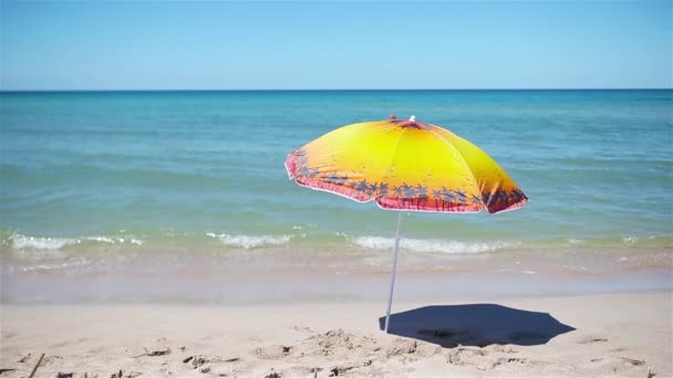 Ranta sateenvarjo trooppisella rannalla - Materiaali, video