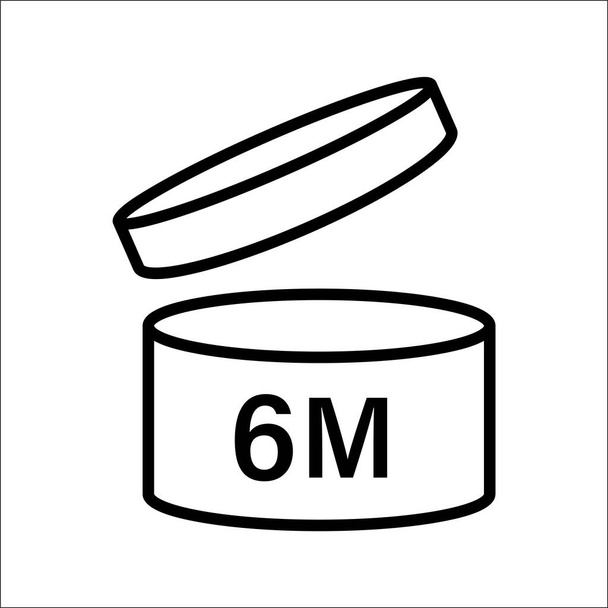 pao symbol shelf life vector icon. cosmetic open period use logo. 3, 6, 12, 24, 36, 3m, 6m, 12m, 24m, 36m month best before product mark. cream eu pack label. isolated white background set - Vector, Image