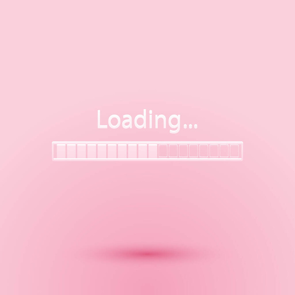 Paper cut Loading icon isolated on pink background. Progress bar icon. Paper art style. Vector - Vector, Image
