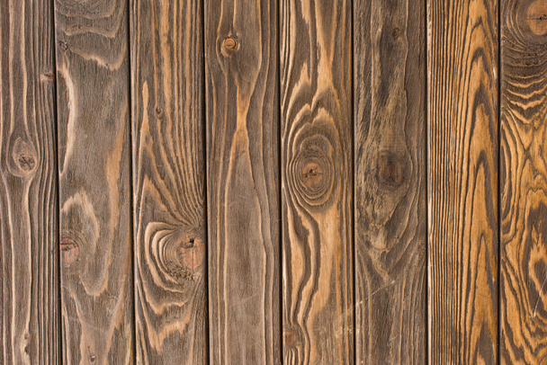 Widok z góry drewnianej brązowej powierzchni teksturowanej - Zdjęcie, obraz