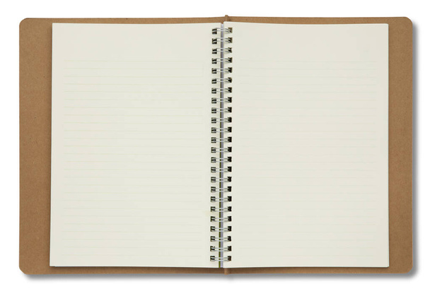 Cuaderno espinal marrón aislado sobre fondo blanco - Foto, imagen
