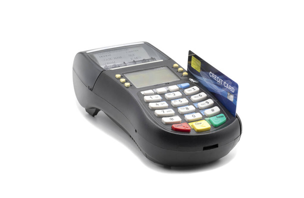 Αναγνώστης πιστωτικών καρτών απομονώθηκε σε λευκό φόντο - Φωτογραφία, εικόνα