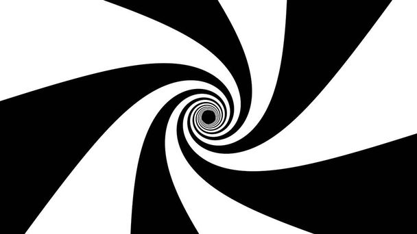 Μαύρες και λευκές ρίγες σχηματίζουν ένα υπνωτικό χωνί, που δημιουργείται από υπολογιστή. 3d απόδοση δυναμικού φόντου - Φωτογραφία, εικόνα