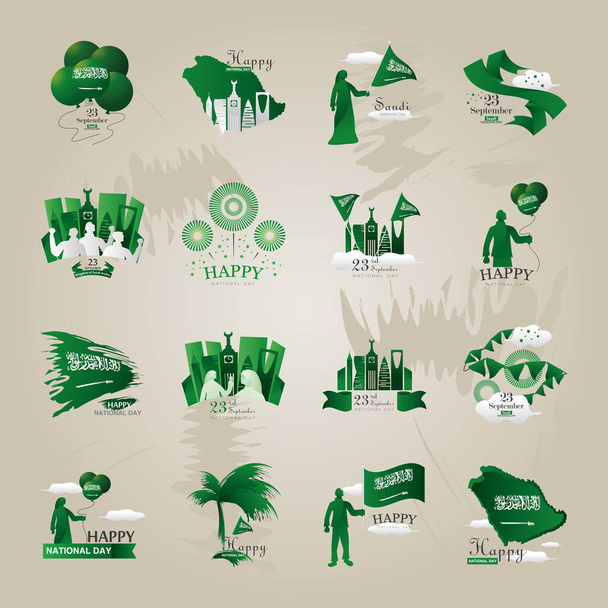 bundle di icone della festa nazionale dell'Arabia Saudita - Vettoriali, immagini