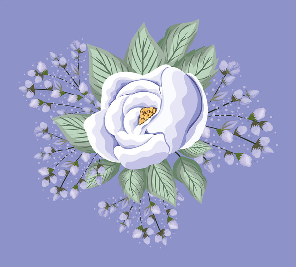 flor de rosa blanca con hojas pintura vector diseño - Vector, imagen