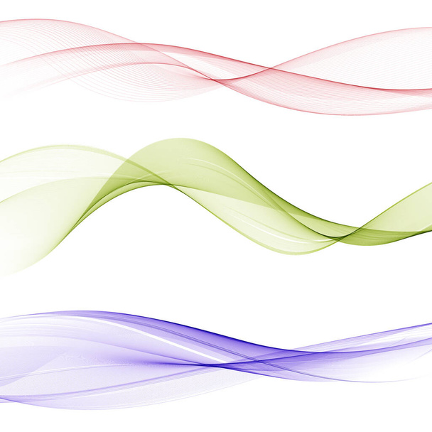 Renkli soyut vektör dalgaları kümesi. arkaplan resmi - Vektör, Görsel