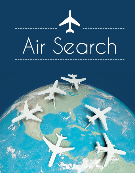 Air search travel concept, airplanes on earth - Foto, imagen