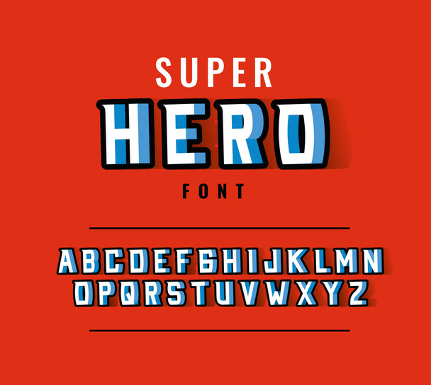 super hero font and alphabet vector design - Vector, Image