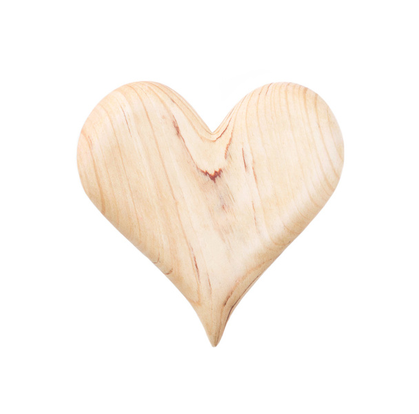 Isolated wooden heart for valentine on white background - Photo, Image