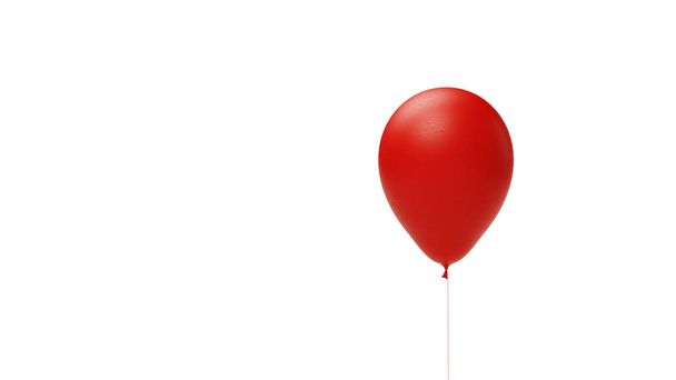 красный классический воздушный шар на белом фоне, веб-баннер или шаблон, 3D рендеринг - Фото, изображение