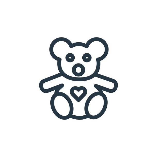 Вектор иконок плюшевого медведя из концепции Дня Святого Валентина. Тонкая линия иллюстрации плюшевого медведя редактируемый штрих. Линейный знак плюшевого мишки для использования в веб и мобильных приложениях, логотипе, печатных СМИ. - Вектор,изображение