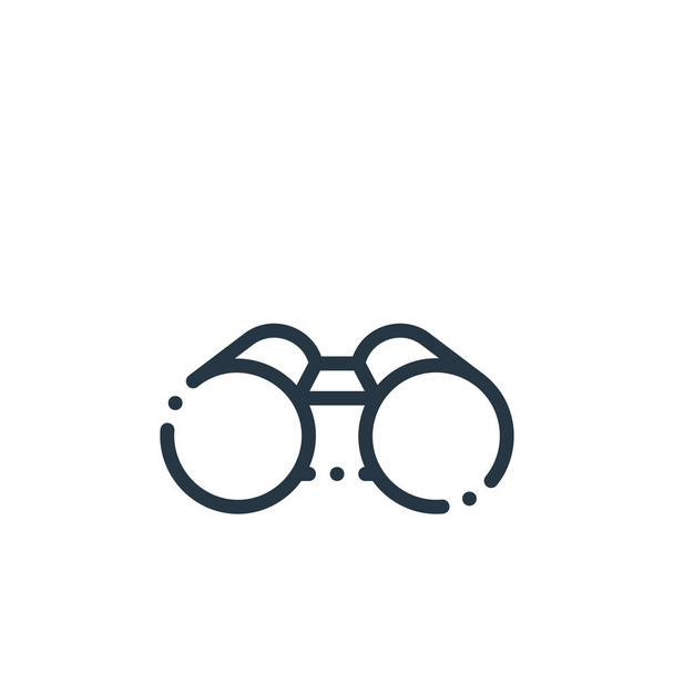 旅行や冒険の概念から双眼鏡アイコンベクトル。双眼鏡編集可能なストロークの細い線図。ウェブやモバイルアプリ、ロゴ、印刷メディアで使用するための双眼鏡の線形標識. - ベクター画像