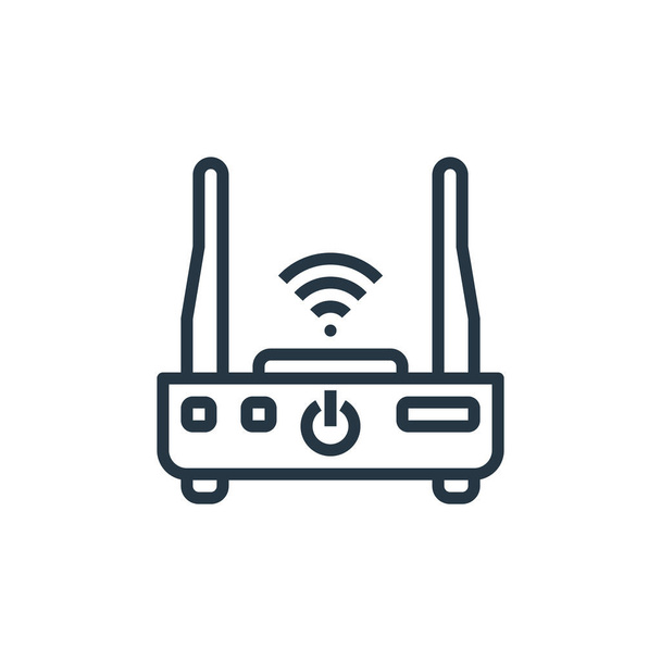 Wi-Fi yönlendirici ikon vektörü, akıllı kavramından. Kablosuz modem düzenlenebilir felcin ince bir çizgisi. Web ve mobil uygulamalar, logo ve yazdırma ortamlarında kullanmak için wifi router lineer işareti. - Vektör, Görsel