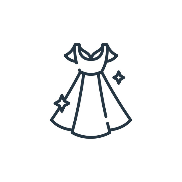 jurk icoon vector van feest en feest concept. Dunne lijn illustratie van jurk bewerkbare beroerte. jurk lineair teken voor gebruik op web en mobiele apps, logo, gedrukte media. - Vector, afbeelding