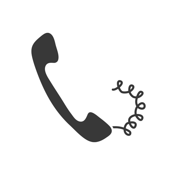 telefone com ícone de cabo, estilo silhueta
 - Vetor, Imagem