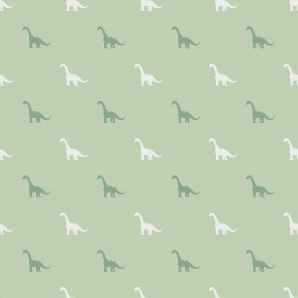 Seamless pattern with dinosaurs silhuettes. Creative vector childish background for fabric, textile, wrapping - Vektör, Görsel