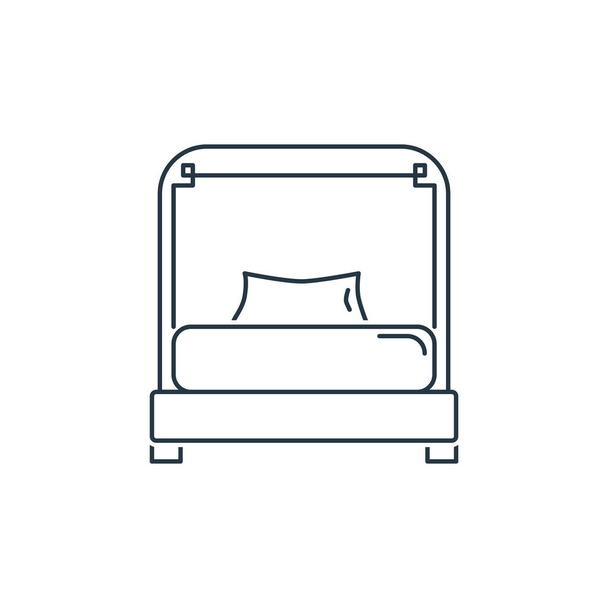 Ev konseptinden yatak ikonu vektörü. Düzenlenebilir felcin ince bir çizgisi. yatak doğrusal işareti web ve mobil uygulamalarda kullanım için, logo, yazdırma ortamı. - Vektör, Görsel