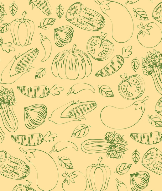 achtergrond van schets, grafische stijl groenten - Vector, afbeelding