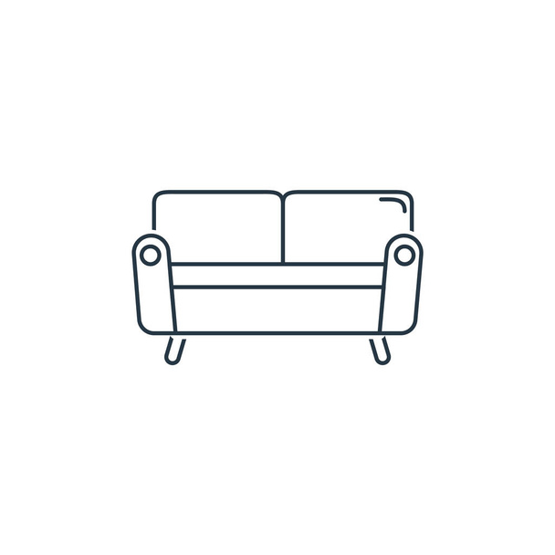 Sofa-Icon-Vektor aus Haushaltskonzept. Dünne Illustration von Sofa editierbaren Schlaganfall. Lineares Sofaschild für Web und mobile Apps, Logo, Printmedien. - Vektor, Bild