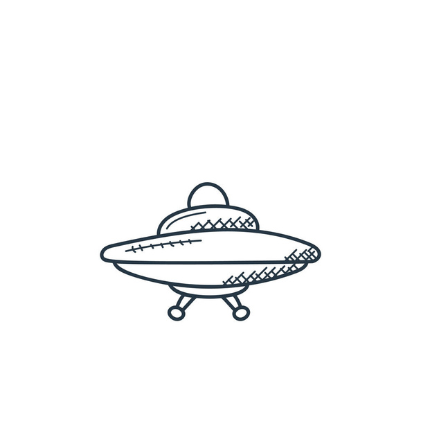 wektor ikony ufo z koncepcji przestrzeni kosmicznej i samolotu. Cienka ilustracja UFO edytowalnego udaru. ufo liniowy znak do stosowania w aplikacjach internetowych i mobilnych, logo, nośniki druku. - Wektor, obraz