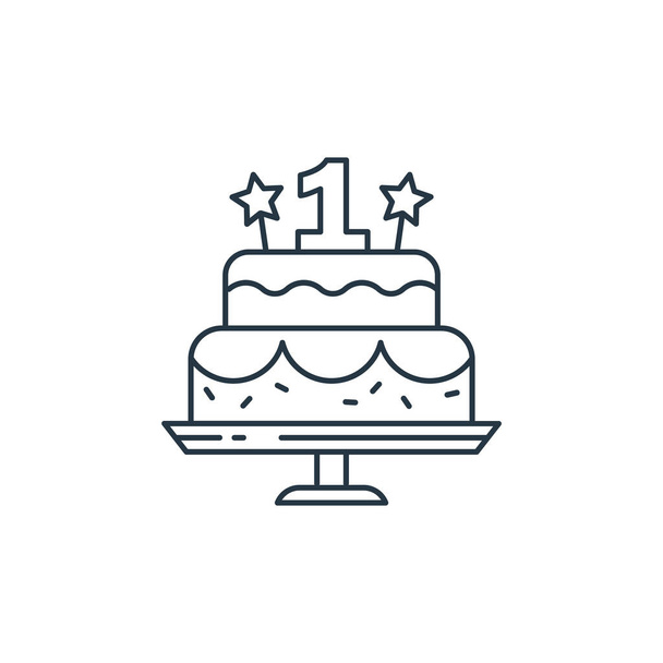 cake icoon vector van kinderen concept. Dunne lijn illustratie van taart bewerkbare beroerte. cake lineair teken voor gebruik op web en mobiele apps, logo, printmedia. - Vector, afbeelding