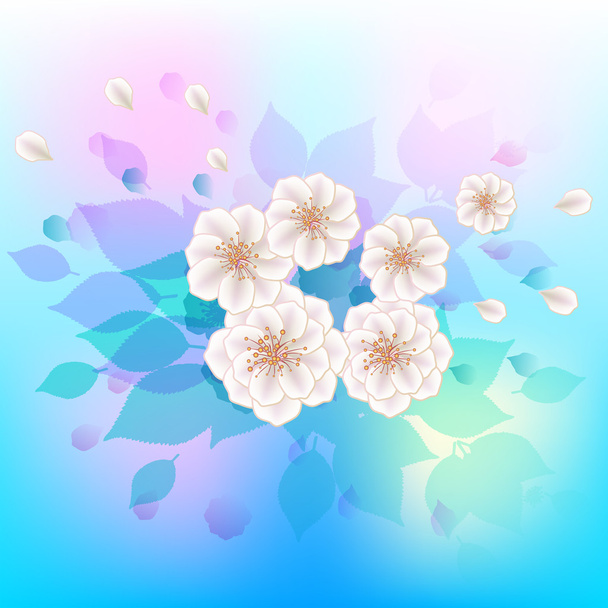 White flowers on a watercolor background. - ベクター画像