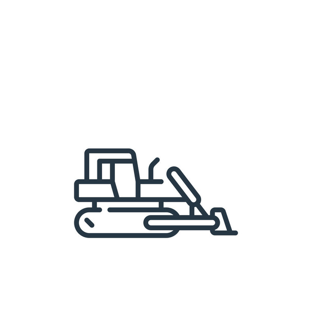 Araç taşıma konseptinden buldozer ikonu vektörü. İnce çizgili buldozer çizgisi. Web ve mobil uygulamalarda kullanmak için buldozer doğrusal işareti, logo, yazdırma ortamı. - Vektör, Görsel