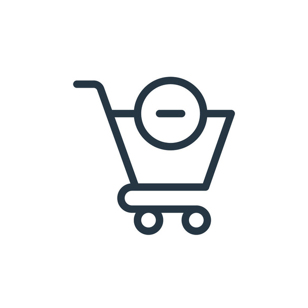 remove from cart icon vector from ecommerce shopping concept. Thin line illustration of remove from cart editable stroke. remove from cart linear sign for use on web and mobile apps, logo, print  - Vector, Image