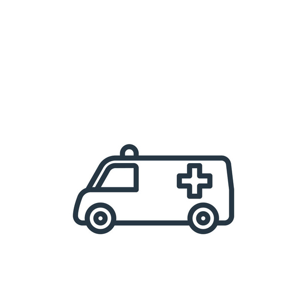 ambulanssi kuvake vektori ajoneuvojen käsite. Ohut viiva esimerkki ambulanssin muokattavasta aivohalvauksesta. ambulanssi lineaarinen merkki käytettäväksi verkossa ja mobiilisovelluksissa, logo, painettu media. - Vektori, kuva