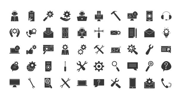 zestaw ikon serwisu technicznego, w stylu sylwetki - Wektor, obraz