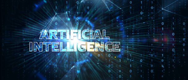 Kunstmatige intelligentie (AI), machine learning en moderne computertechnologieën concepten. Bedrijfsconcept, technologie, internet en netwerk.  - Foto, afbeelding