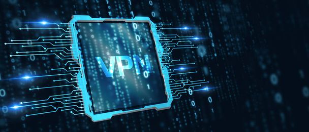 Бізнес, технології, Інтернет і концепція мережі. VPN Мережева безпека Інтернет концепція шифрування конфіденційності. - Фото, зображення