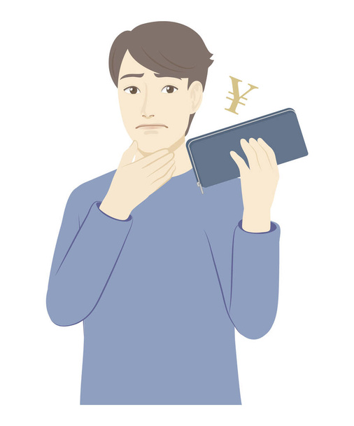 Men's illustration / holding a wallet - Вектор, зображення