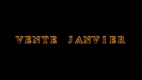 Vente janvier fire text effect black background. animated text effect with high visual impact. letter and text effect. translation of the text is January Sale - Footage, Video